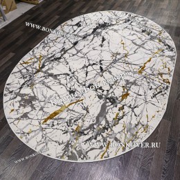 Турецкий Абстрактный Ковер Белый с Золотистым Арт 30325